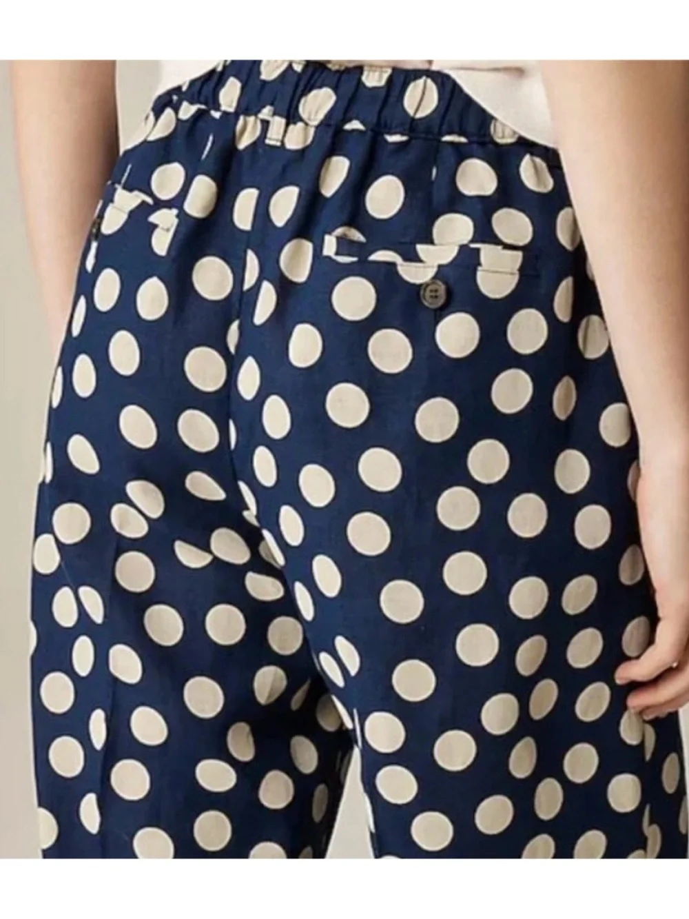 J. Crew Harbor Pant in Linen Polka Dot